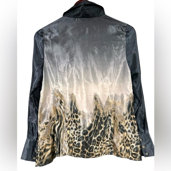Madison Paige Vintage 90s Y2K Animal Print Button Down Black & Tan Medium Cheeta - Picture 4 of 7